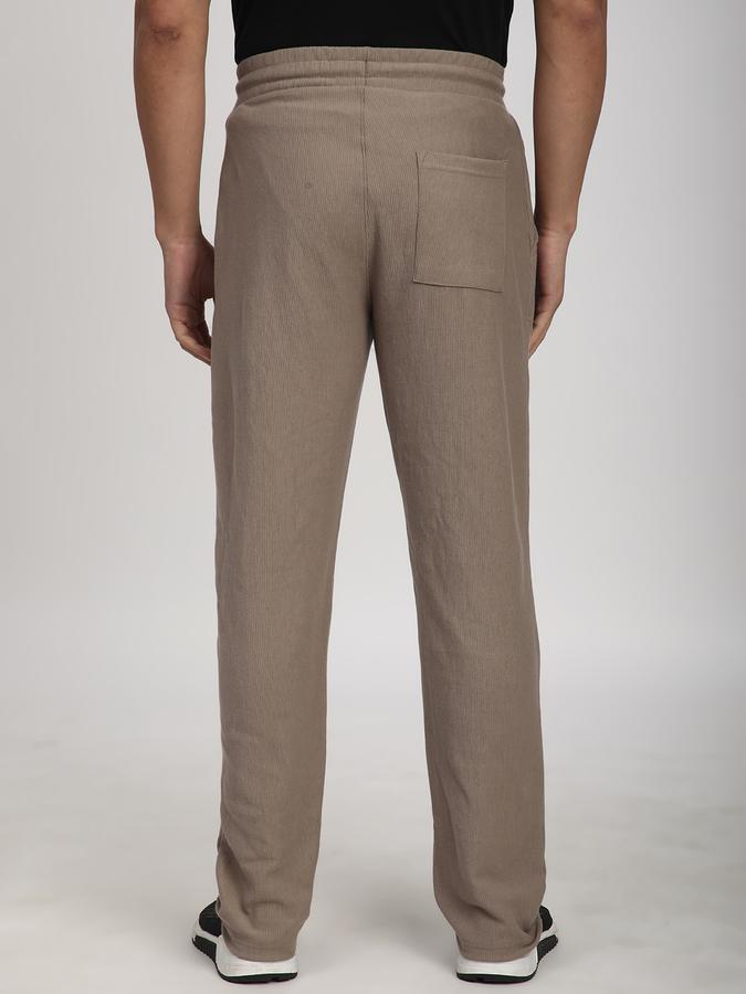 Men Cotton Regular Fit Drawstring Waist Open Hem Trackpants