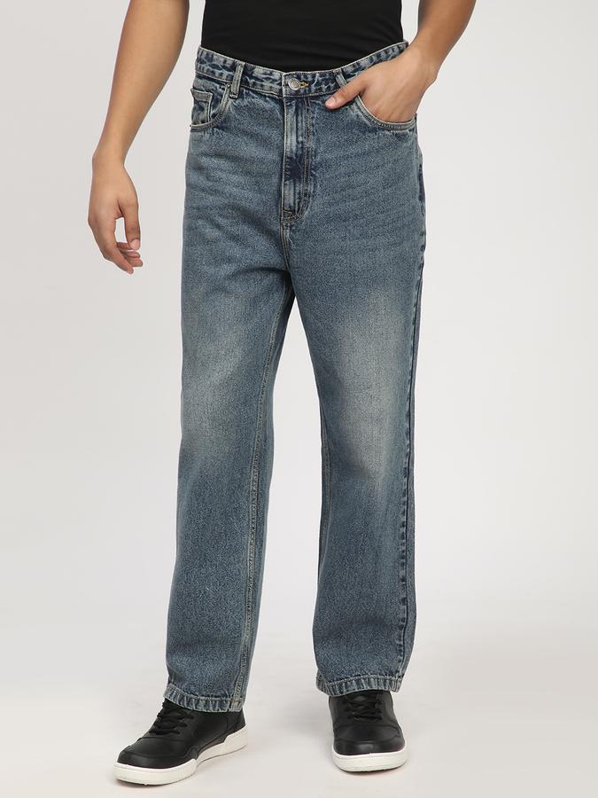 Men Denim Baggy Fit Mid Rise Faded Jeans