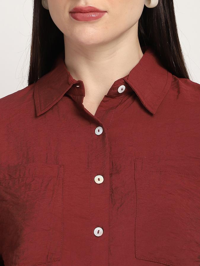 Women Modal Relaxed Fit Collar Half Sleeve Solid Shirt