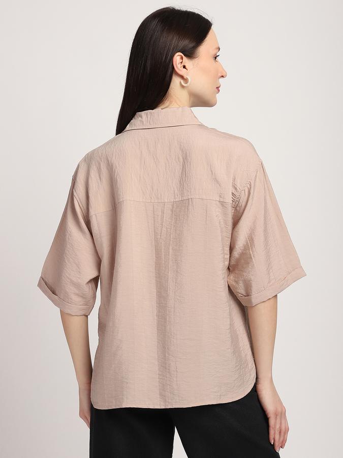 Women Modal Relaxed Fit Collar Half Sleeve Solid Shirt