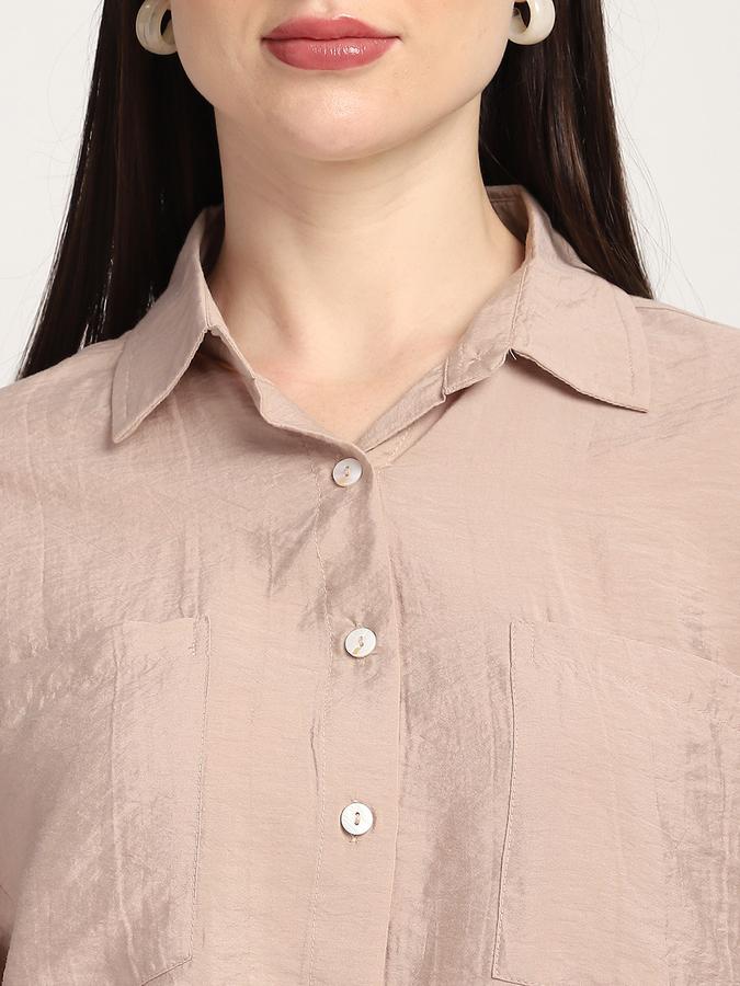 Women Modal Relaxed Fit Collar Half Sleeve Solid Shirt