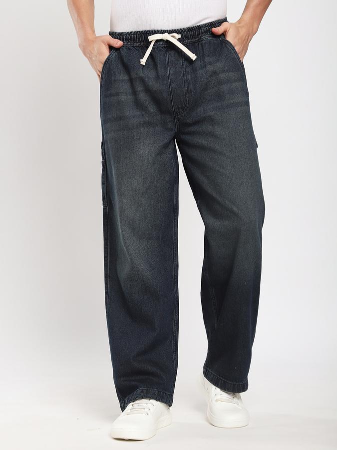 Men Cotton Loose Fit Mid Rise Clean Look Jeans