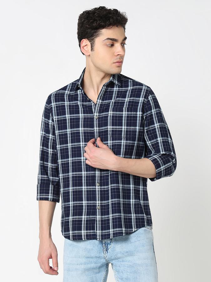 Men Cotton Regular Fit Spread Collar Checks Shirt