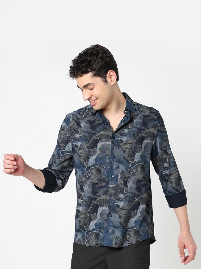 Men Rayon Slim Fit Spread Collar Printed Shirt