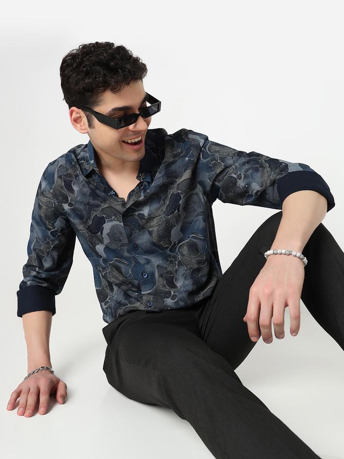 Men Rayon Slim Fit Spread Collar Printed Shirt