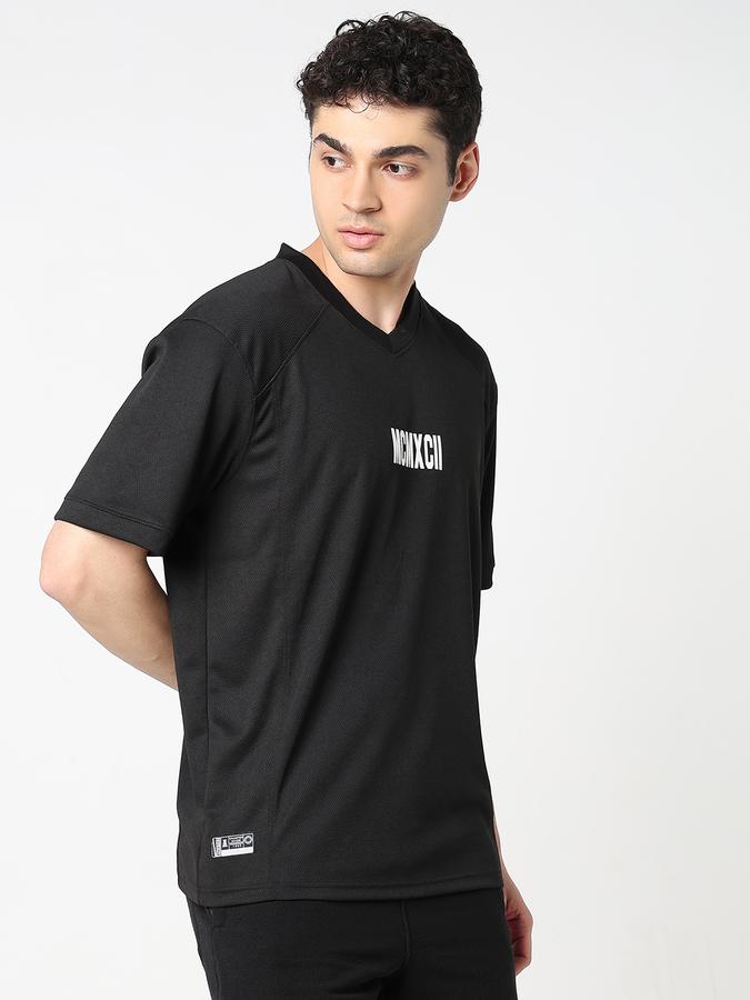 Men Polyester Regular Fit V-Neck Printed T-shirt