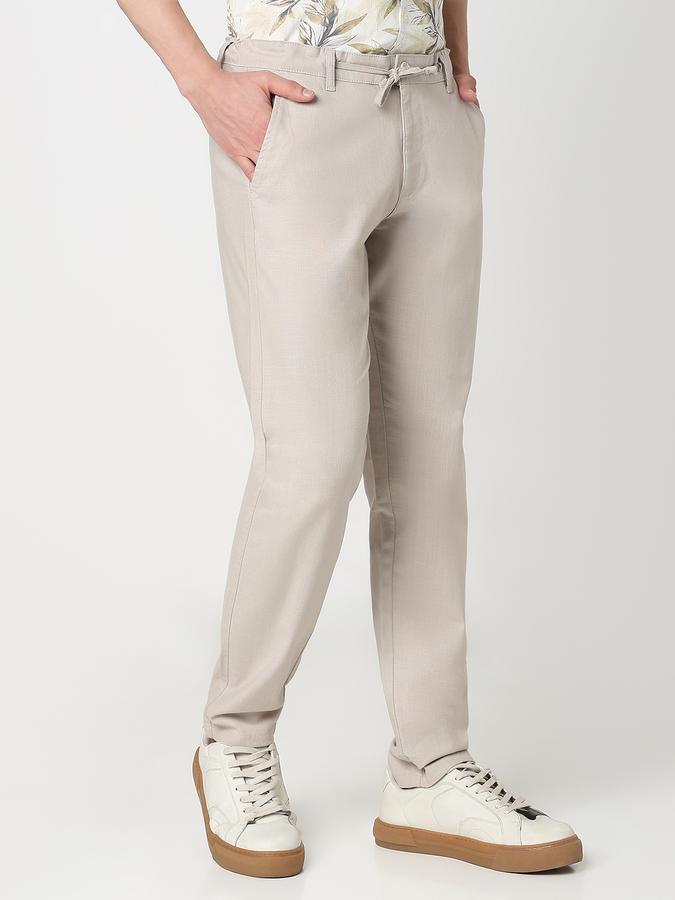 Men Cotton Regular Fit Flat Front Solid Trousers