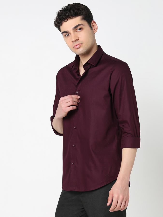 Men Cotton Regular Fit Point Collar Solid Shirt
