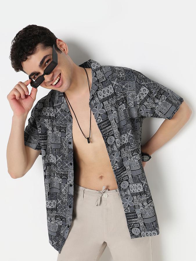 Men Rayon Regular Fit Camp Collar Printed Shirt