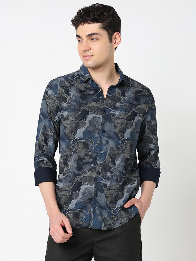 Men Rayon Slim Fit Spread Collar Printed Shirt