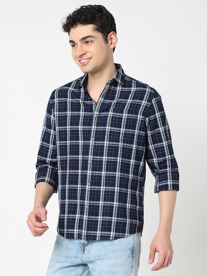 Men Cotton Regular Fit Spread Collar Checks Shirt
