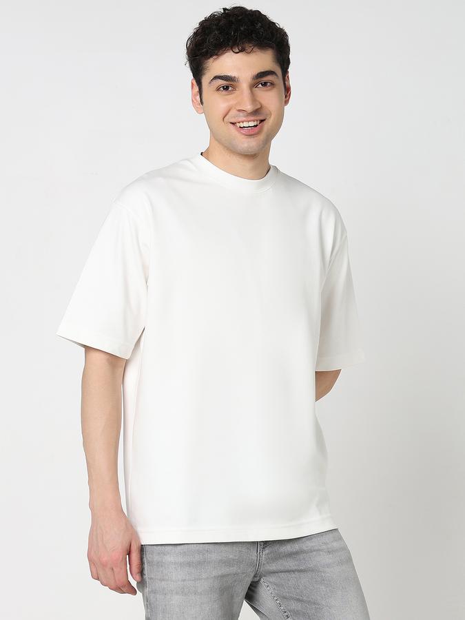 Men Polycotton Oversized Fit Round Neck Solid T-shirt