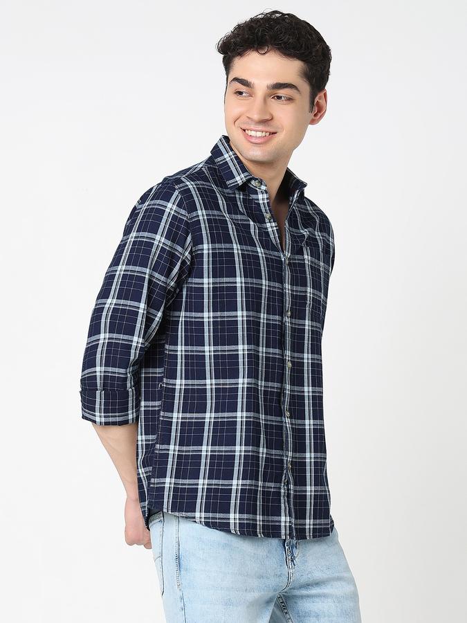 Men Cotton Regular Fit Spread Collar Checks Shirt