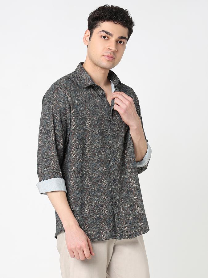 Men Viscose Regular Fit Shirt Collar Printed Shirt