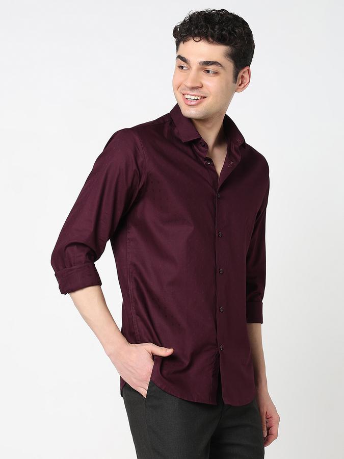 Men Cotton Regular Fit Point Collar Solid Shirt