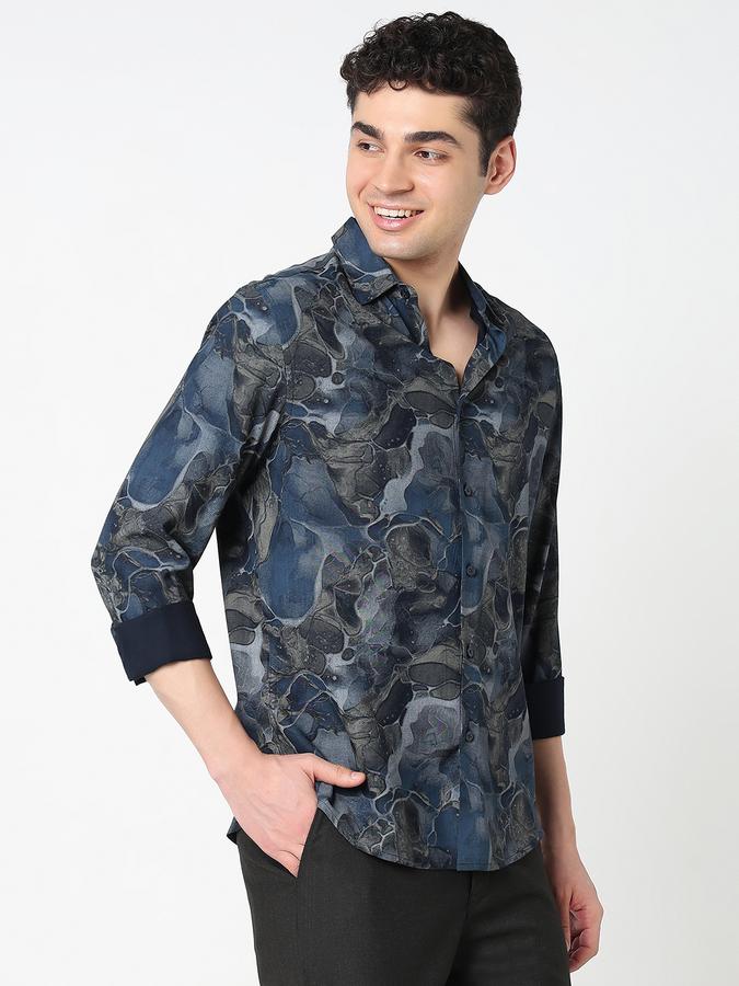 Men Rayon Slim Fit Spread Collar Printed Shirt