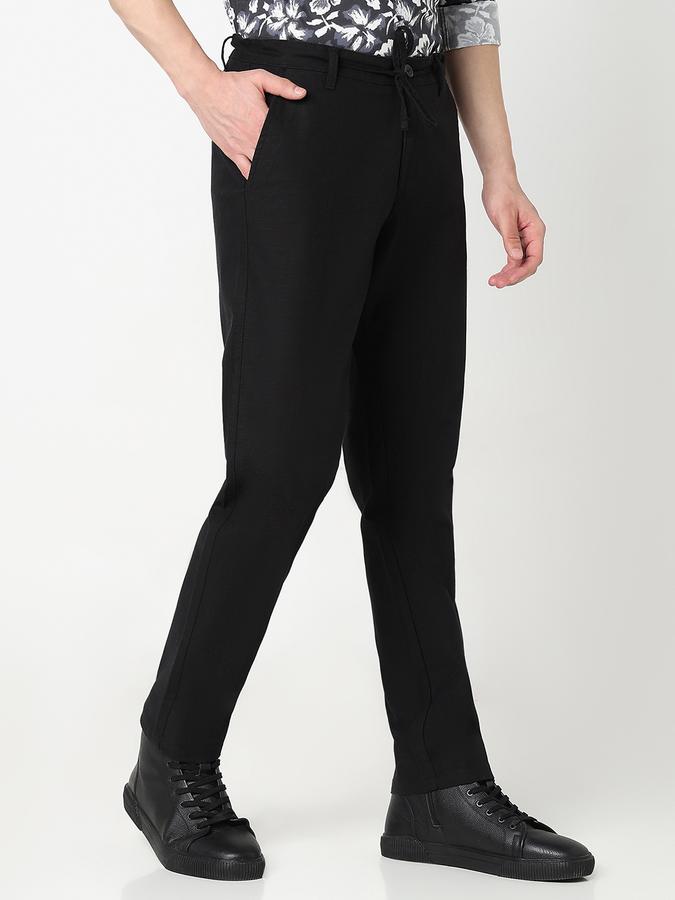 Men Cotton Regular Fit Flat Front Solid Trousers
