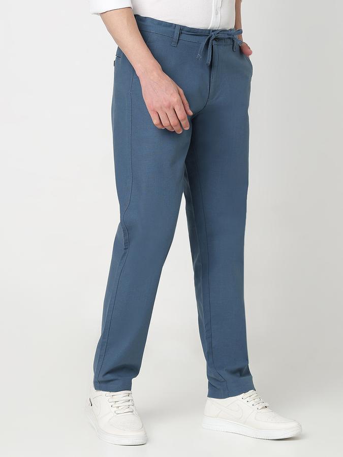 Men Cotton Regular Fit Flat Front Solid Trousers