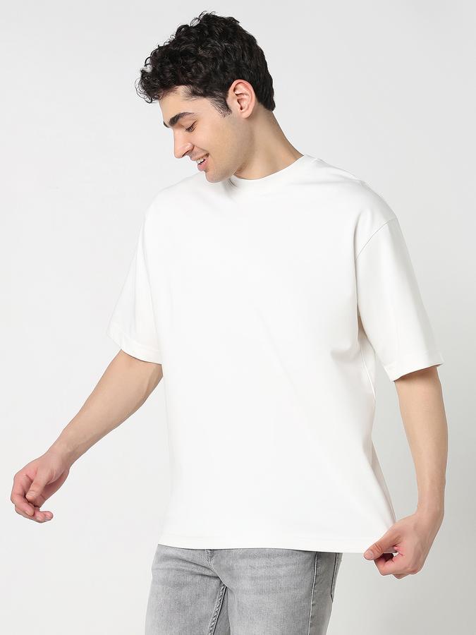 Men Polycotton Oversized Fit Round Neck Solid T-shirt