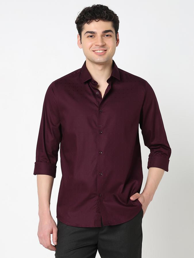 Men Cotton Regular Fit Point Collar Solid Shirt