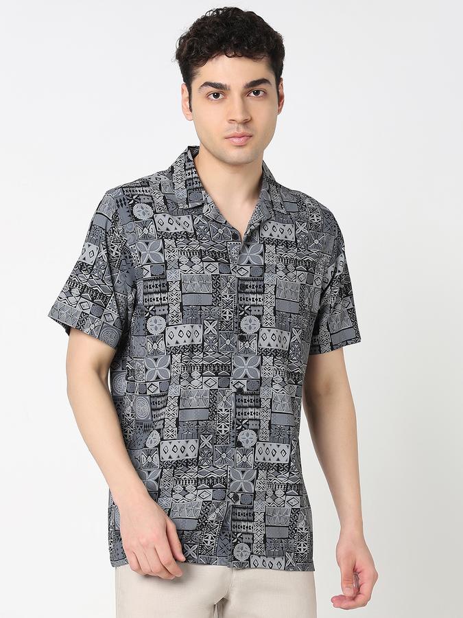 Men Rayon Regular Fit Camp Collar Printed Shirt
