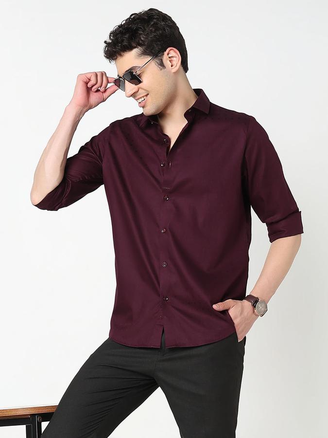 Men Cotton Regular Fit Point Collar Solid Shirt