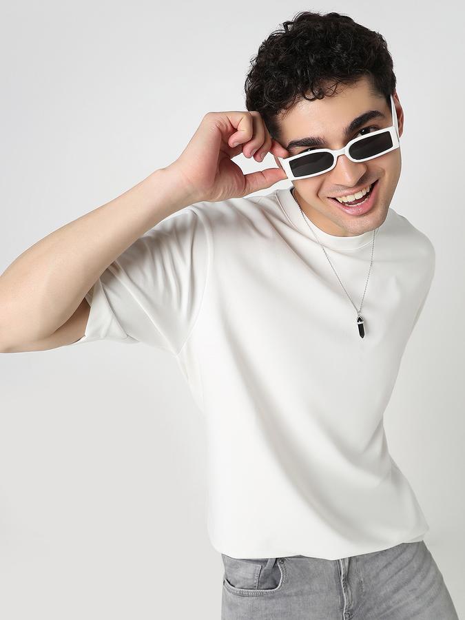 Men Polycotton Oversized Fit Round Neck Solid T-shirt