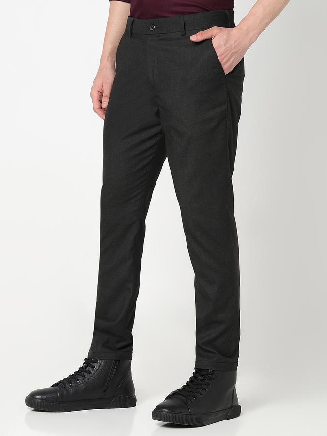 Men Poly Viscose Slim Fit Flat Front Solid Trousers