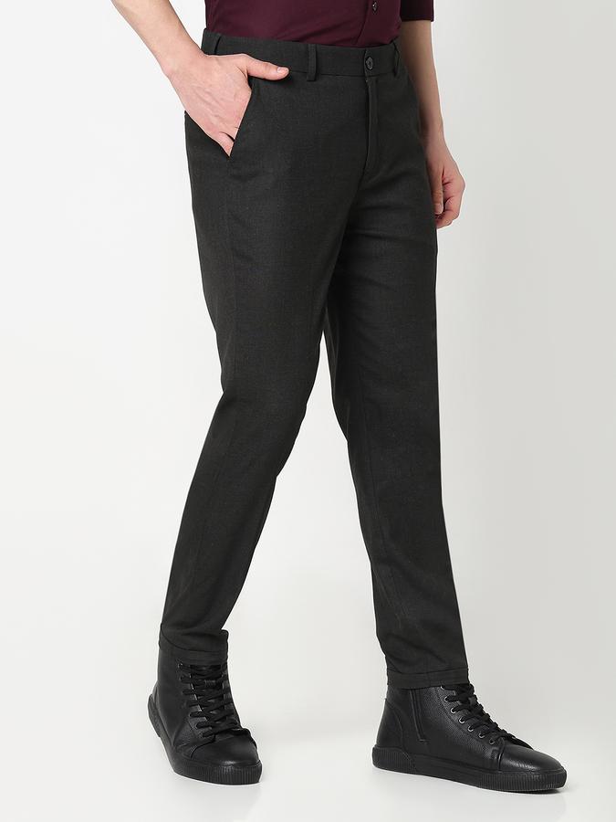Men Poly Viscose Slim Fit Flat Front Solid Trousers
