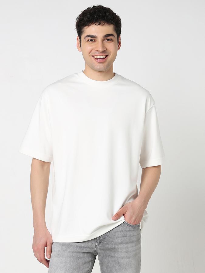 Men Polycotton Oversized Fit Round Neck Solid T-shirt