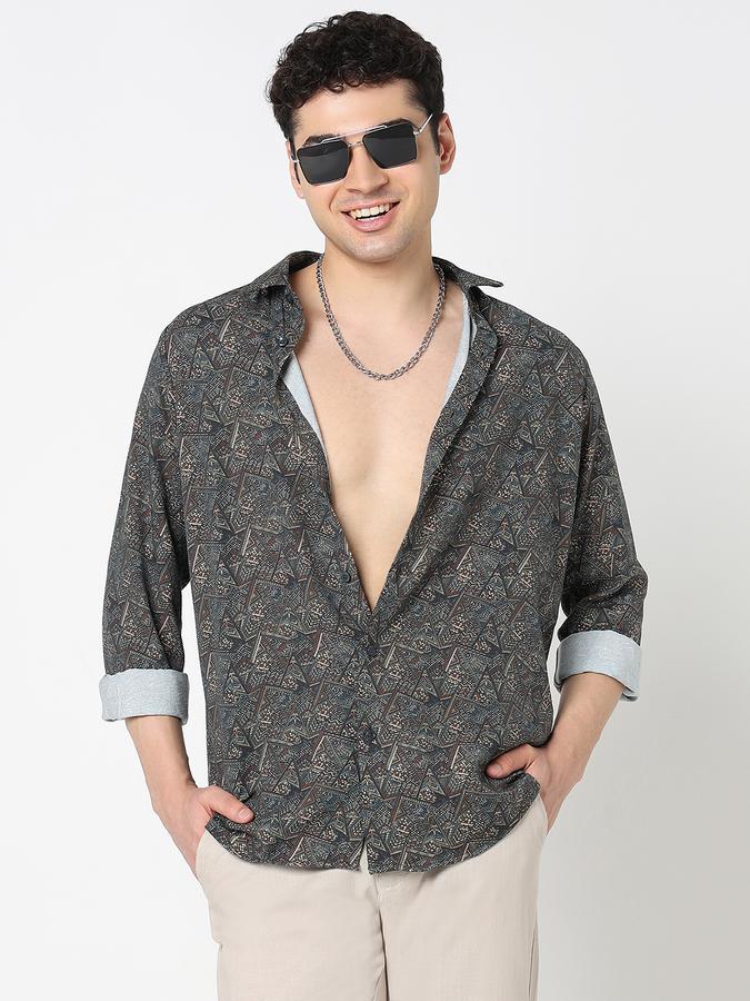 Men Viscose Regular Fit Shirt Collar Printed Shirt