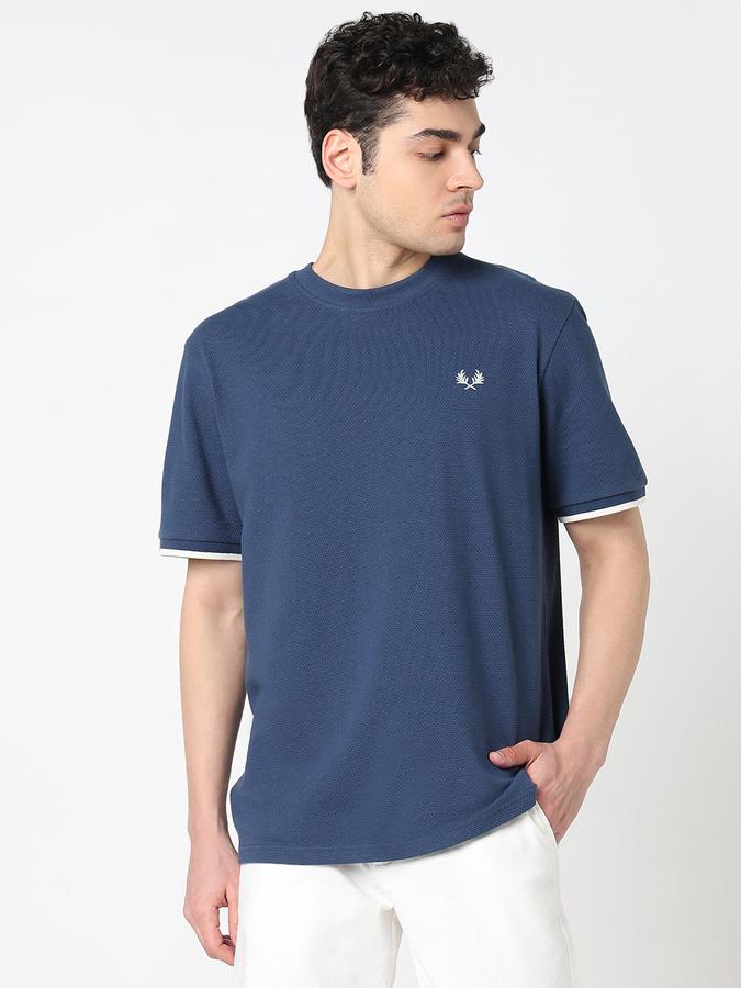 Men Cotton Relaxed Fit Crew Neck Solid T-shirt