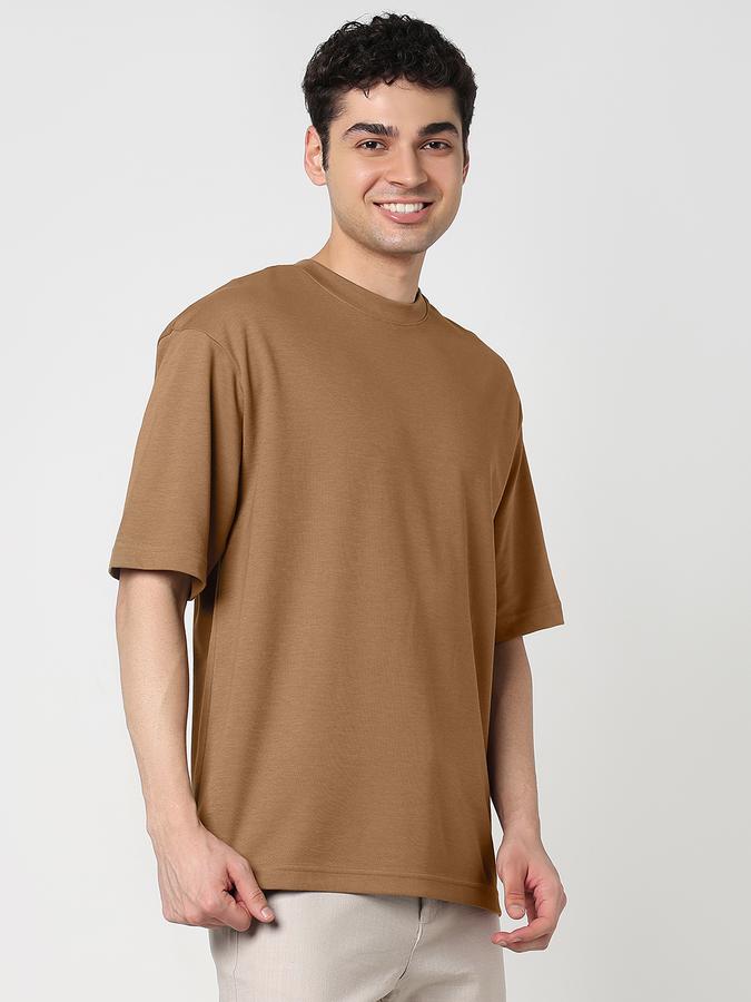 Men Polycotton Oversized Fit Round Neck Solid T-shirt