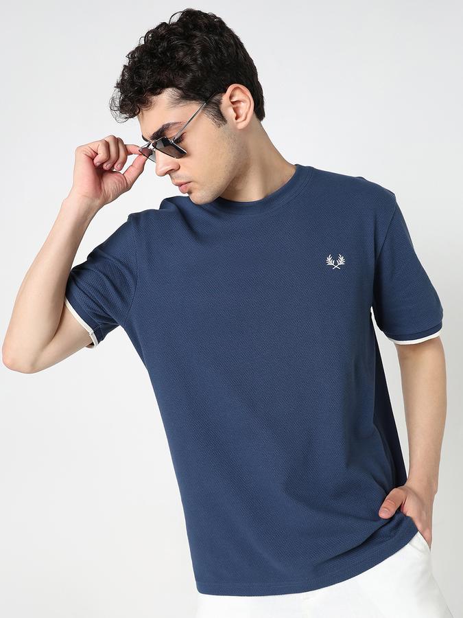 Men Cotton Relaxed Fit Crew Neck Solid T-shirt