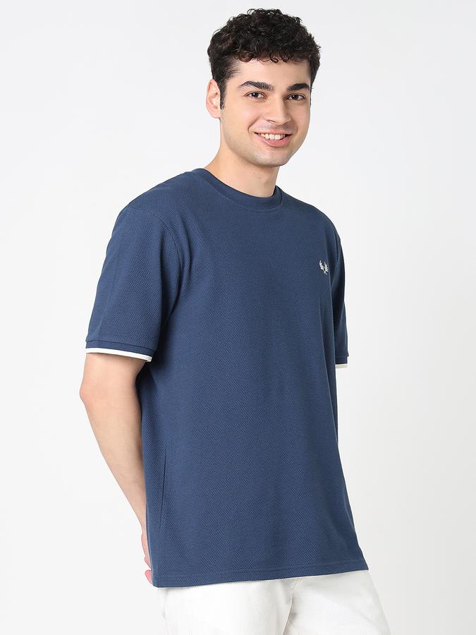Men Cotton Relaxed Fit Crew Neck Solid T-shirt