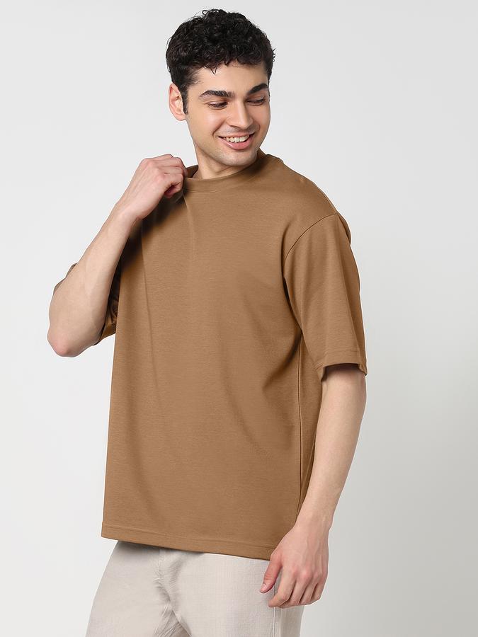 Men Polycotton Oversized Fit Round Neck Solid T-shirt