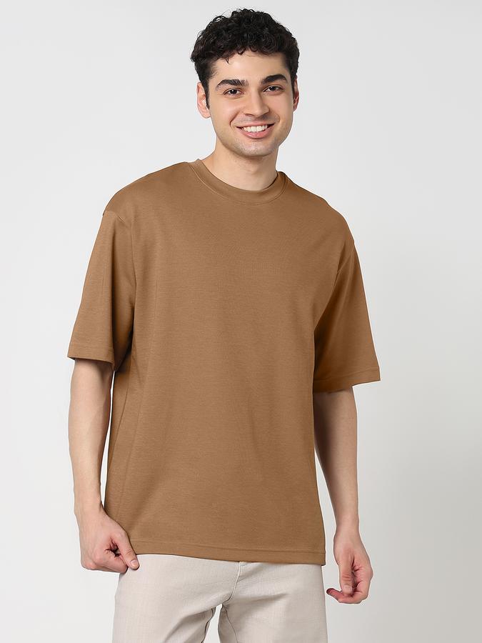Men Polycotton Oversized Fit Round Neck Solid T-shirt