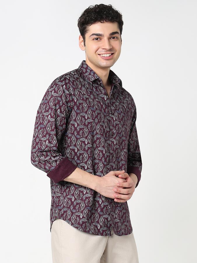 Men Cotton Blend Regular Fit Shirt Collar Printed Shirt