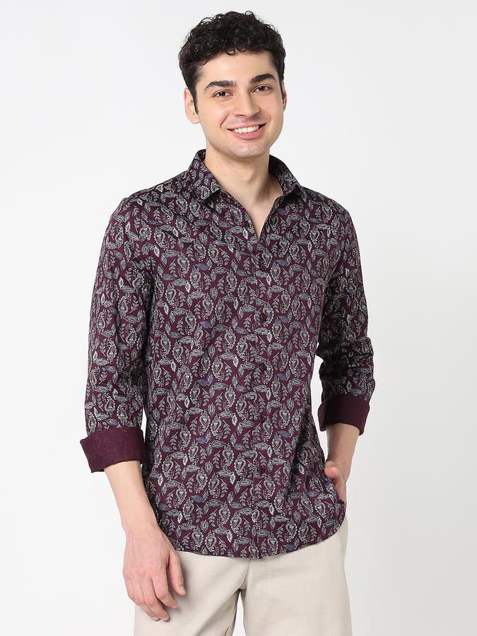 Men Cotton Blend Regular Fit Shirt Collar Printed Shirt