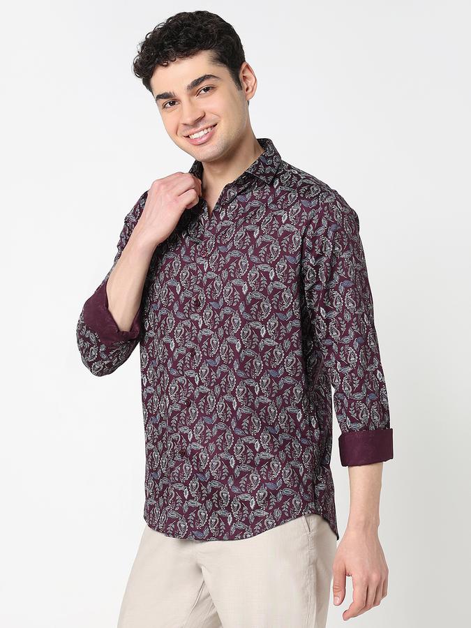Men Cotton Blend Regular Fit Shirt Collar Printed Shirt