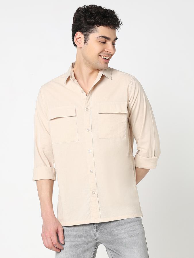 Men Cotton Blend Regular Fit Point Collar Solid Shirt