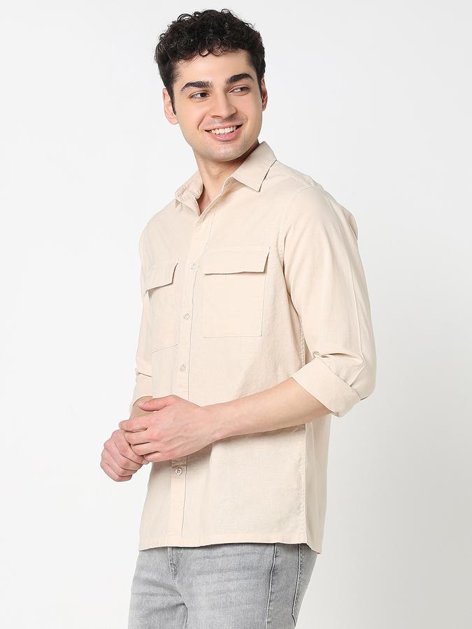 Men Cotton Blend Regular Fit Point Collar Solid Shirt