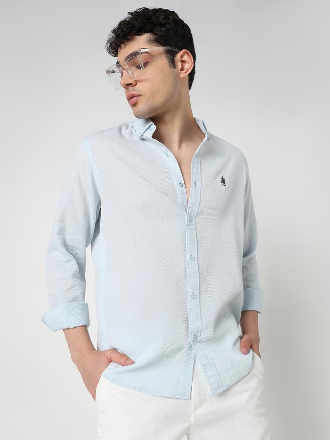 Men Cotton Regular Fit Button-Down Collar Solid Shirt