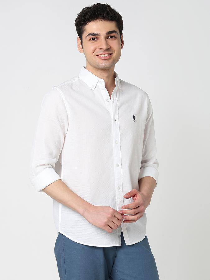 Men Cotton Regular Fit Button-Down Collar Solid Shirt