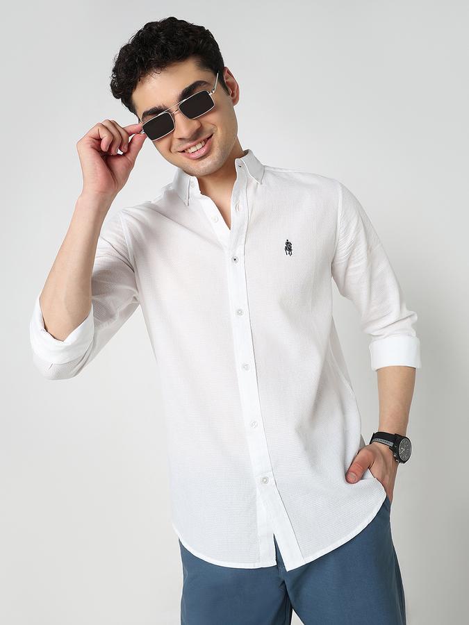 Men Cotton Regular Fit Button-Down Collar Solid Shirt