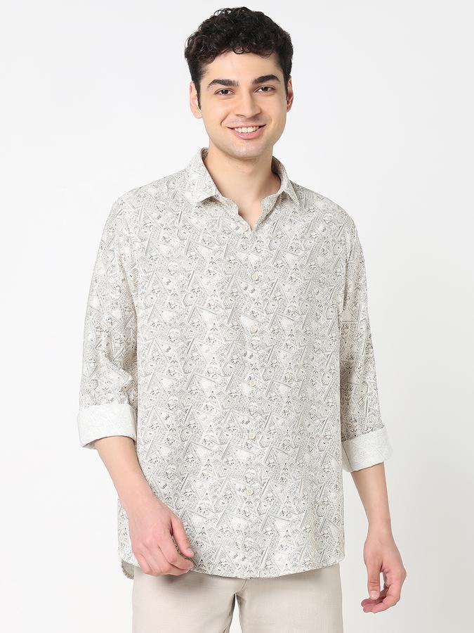 Men Viscose Regular Fit Shirt Collar Printed Shirt
