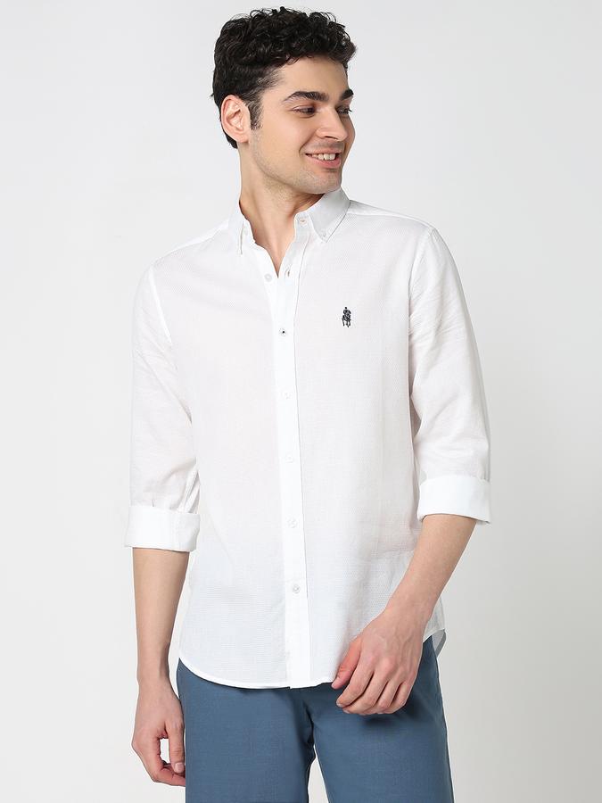 Men Cotton Regular Fit Button-Down Collar Solid Shirt