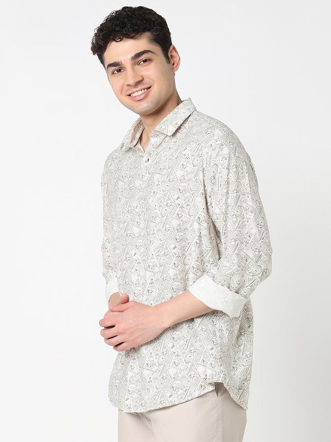 Men Viscose Regular Fit Shirt Collar Printed Shirt