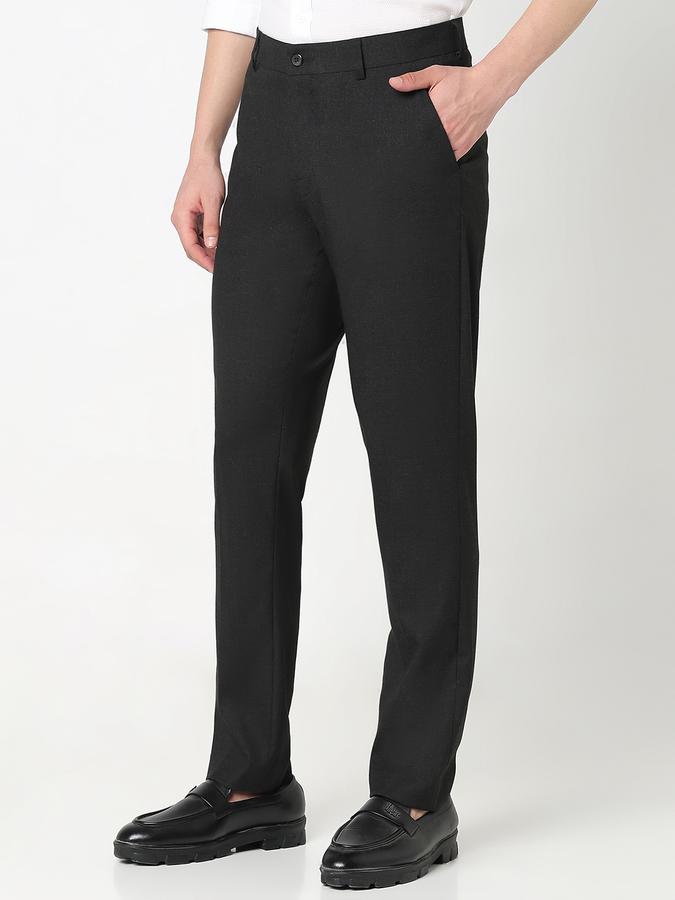 Men Poly Viscose Slim Fit Flat Front Solid Trousers