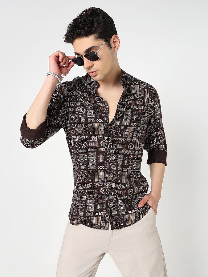 Men Rayon Slim Fit Shirt Collar Printed Shirt